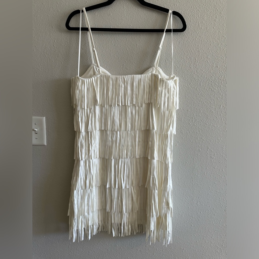 A1- 423 Miami NWT white tassel mini dress western size large - Picture 8 of 12
